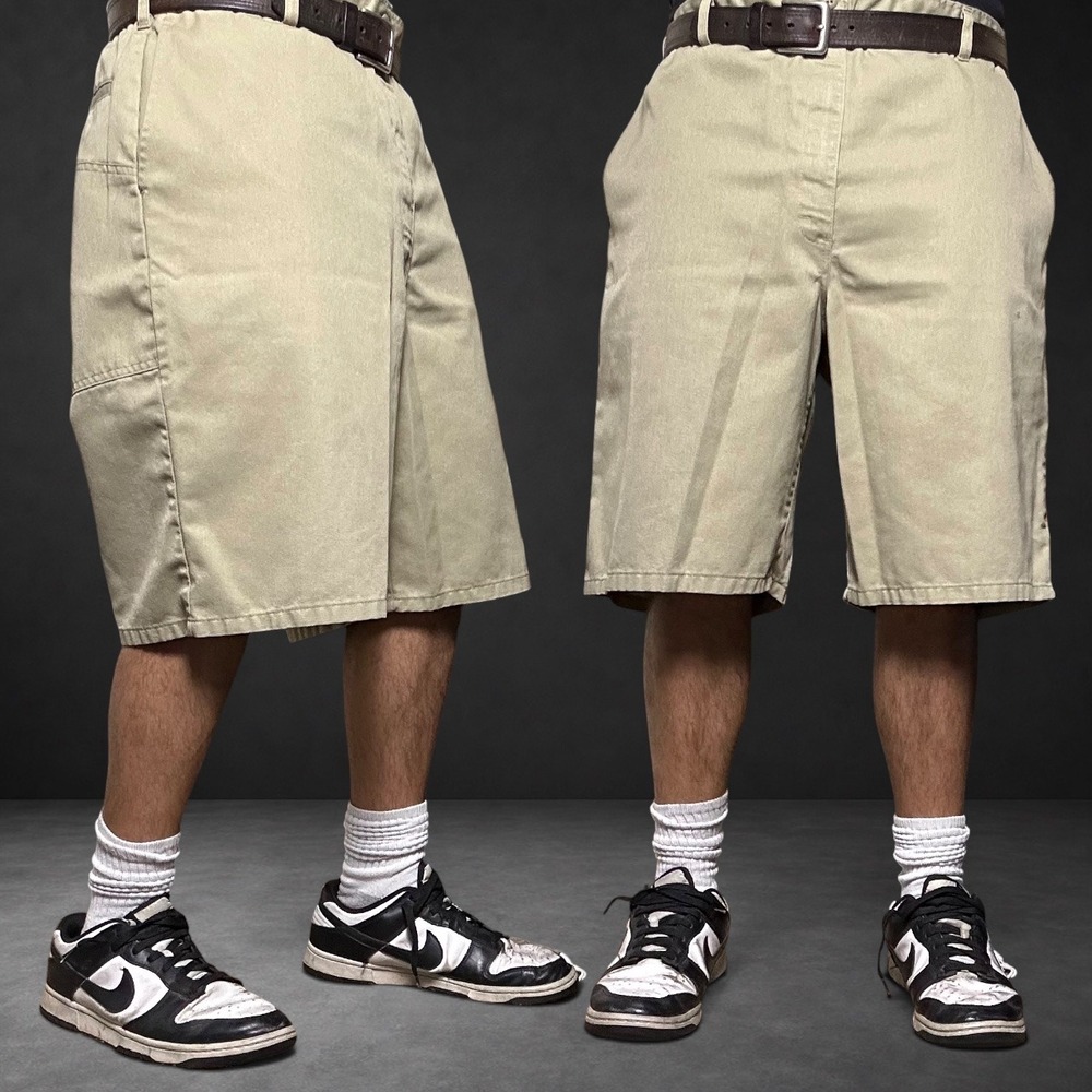 Dickies Loose Fit Khaki Work Shorts Skater Baggy Y2K Tan Size 38